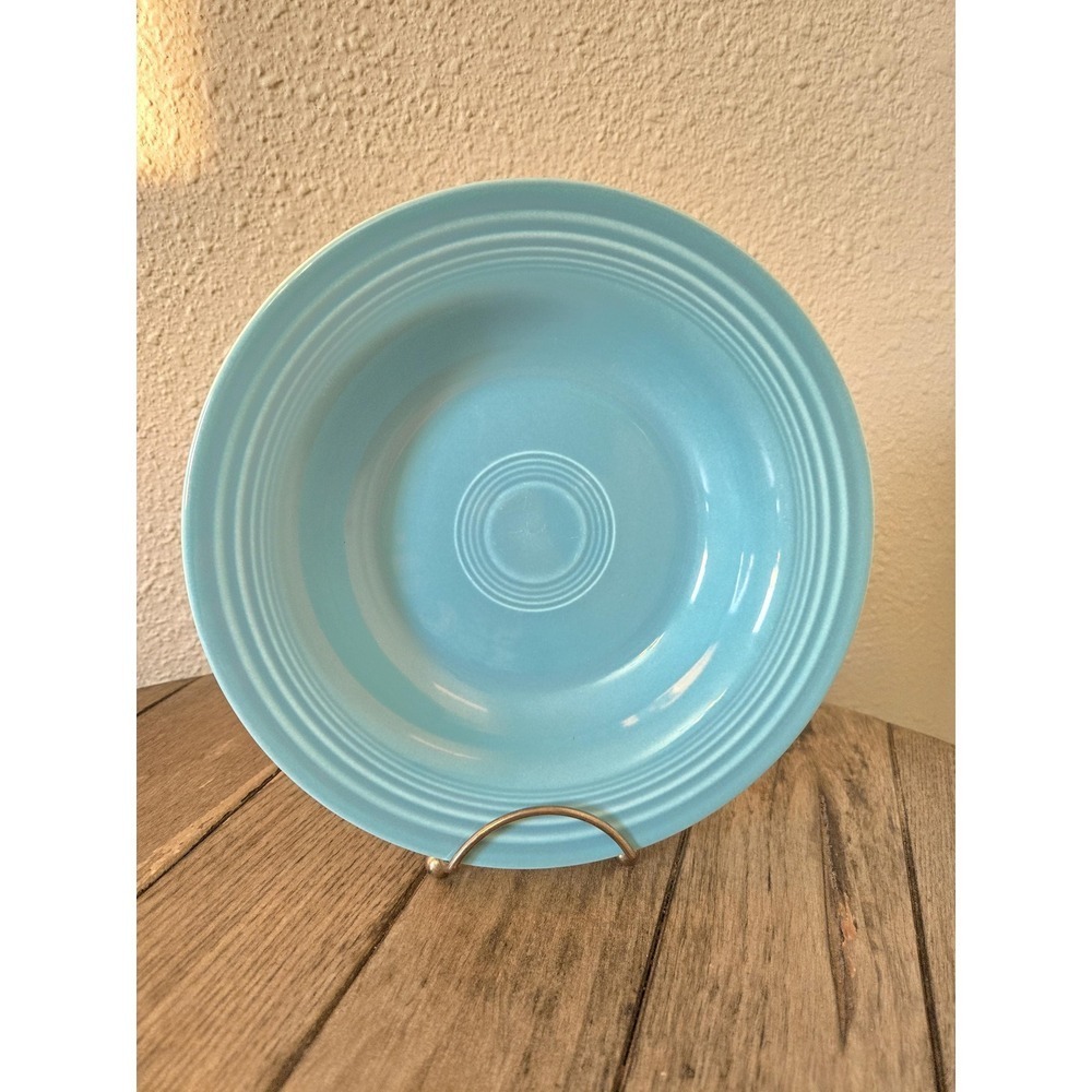 Vintage Fiesta Homer Laughlin HLC Fiestaware Rimmed Soup Bowl Turquoise 8.25"